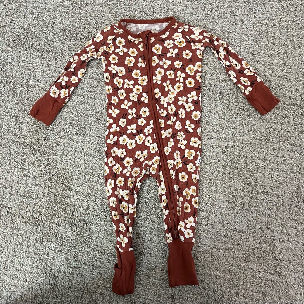 Little Sleepies Mocha Blossom Zippy Size 3-6mo